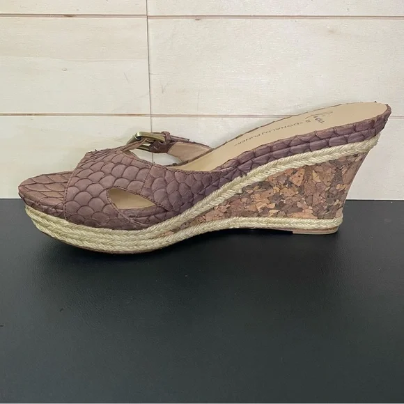 Donald Pliner Lisa Wedge Sandals Women's Size 7.5 Shoes Snakeskin Espadrille - Picture 2 of 11